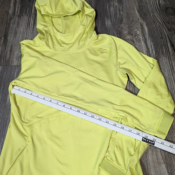 Athleta womens activewear pullover hood long sleeve neon yellow Sz S - Picture 4 of 7